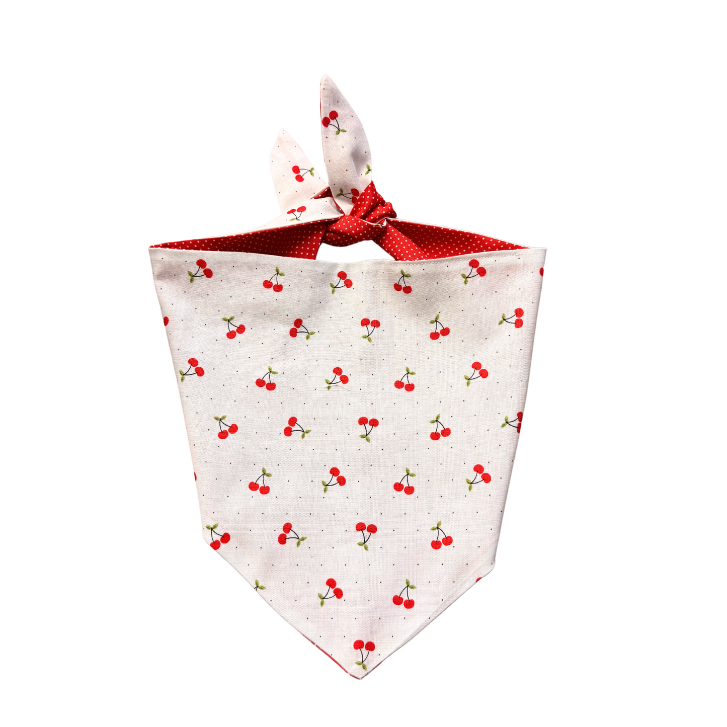 Cherry Polka Dot Dog Bandana
