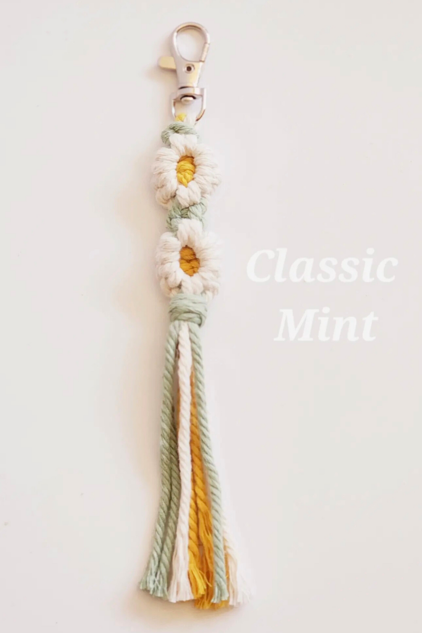 Macrame Daisy Keychain