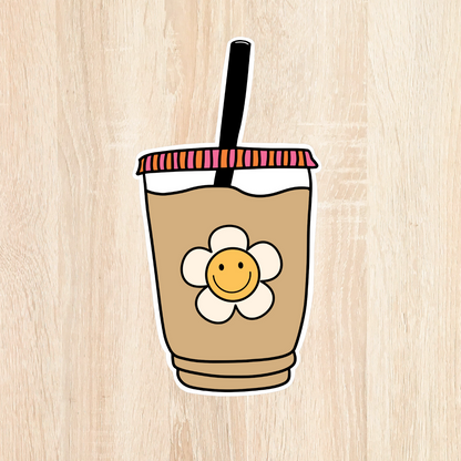 Floral Iced Coffee Sticker