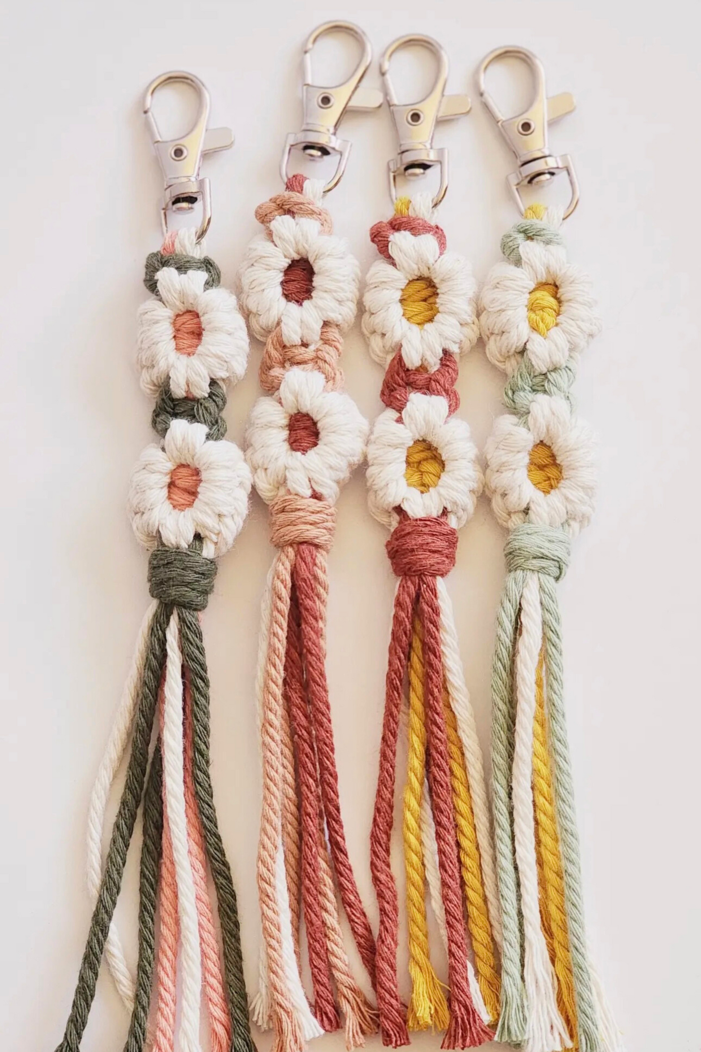 Macrame Daisy Keychain