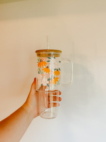 40oz Clear Sunflower Tumbler