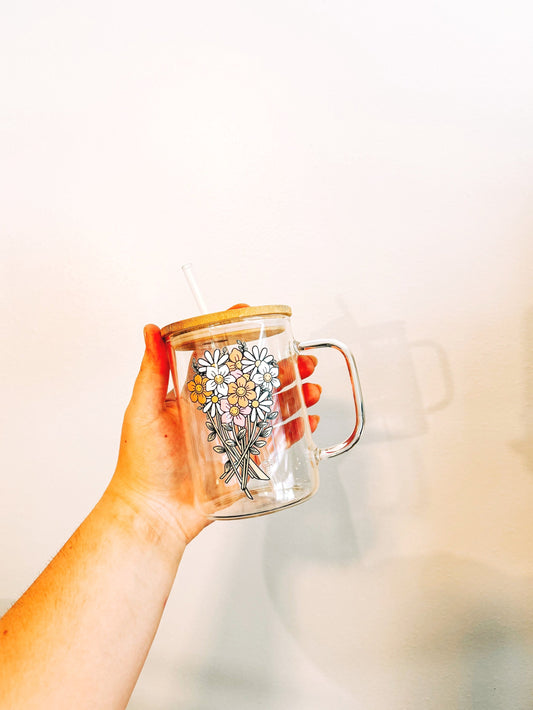 Smiley Bouquet Glass Mug