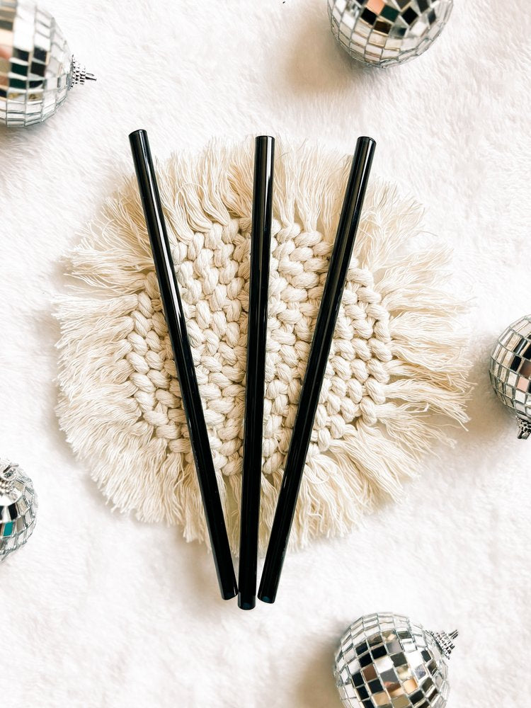 Black Reusable Glass Straw