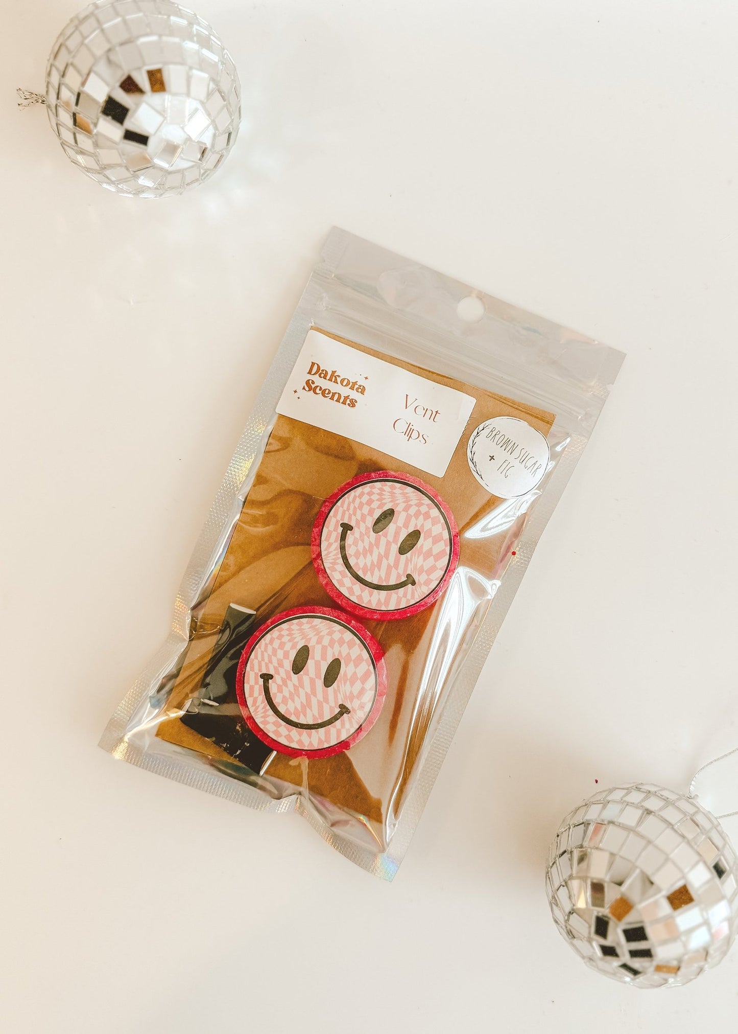 Pink Checkered Smiley Vent Clips