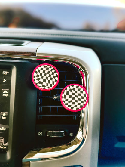 Checkered Smiley Vent Clips