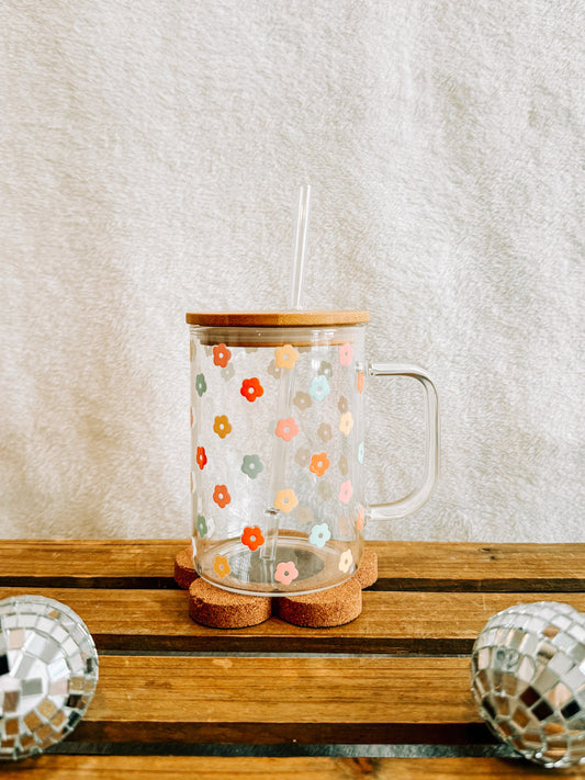 Dainty Floral Glass Mug