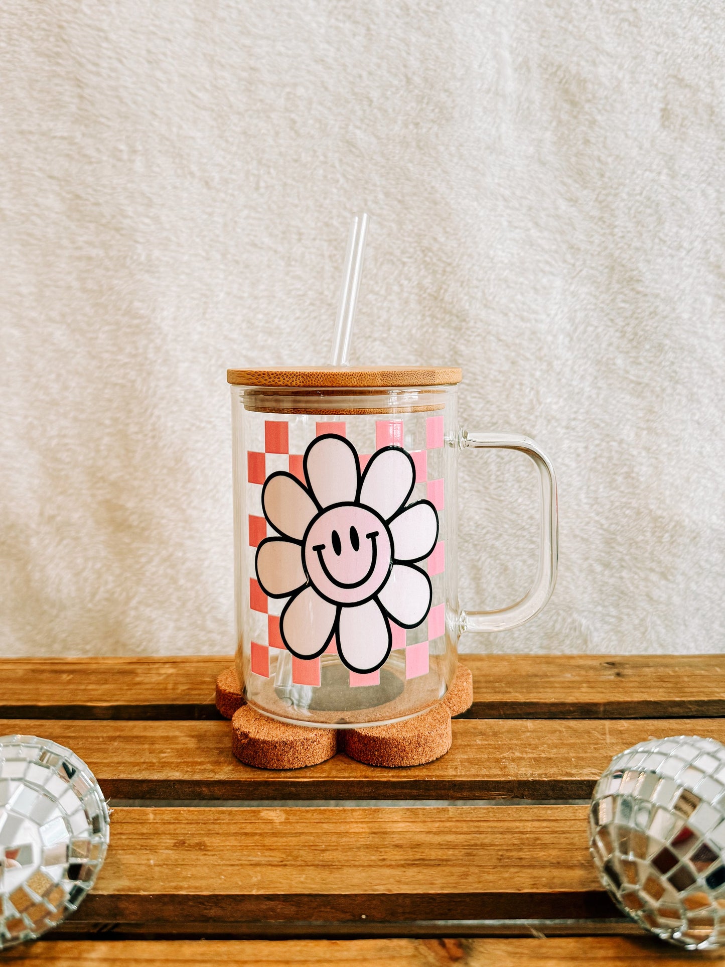 Retro Floral Glass Mug