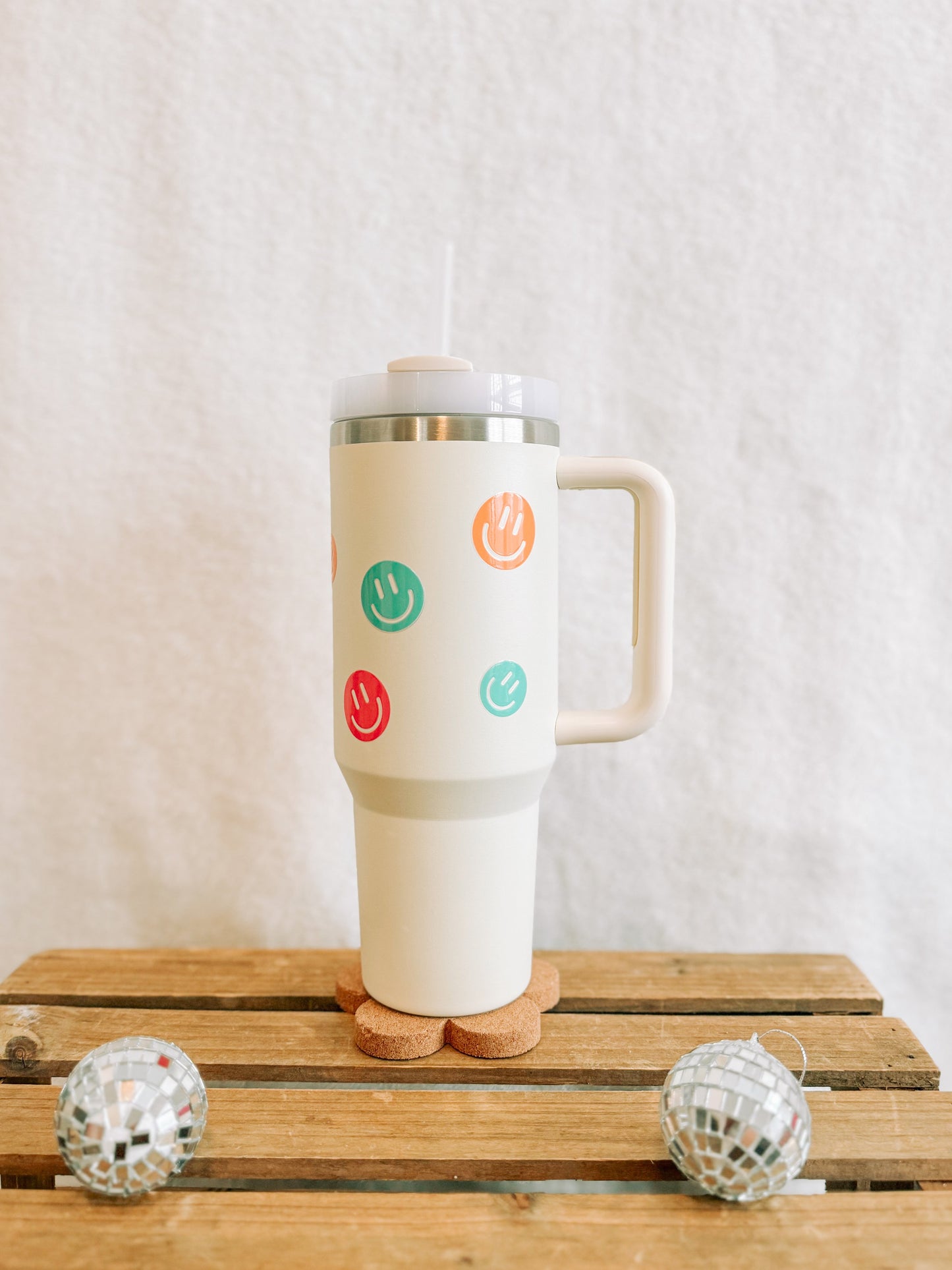 40oz Cream Happy Smiles Tumbler