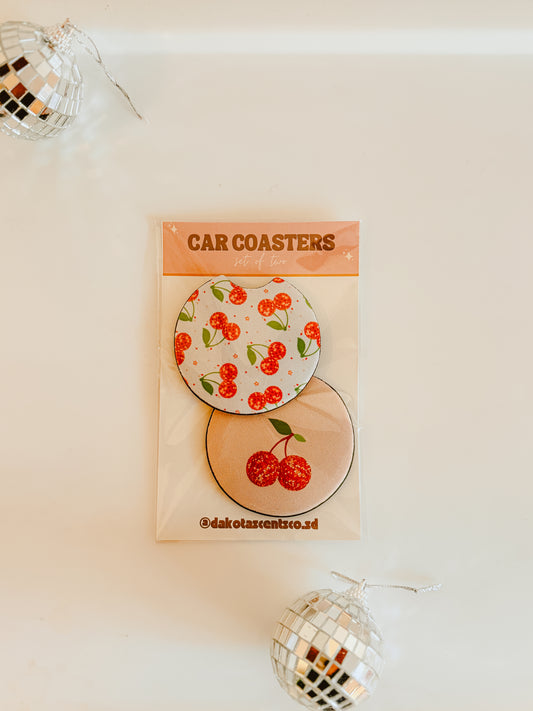 Cherries Car Coasters